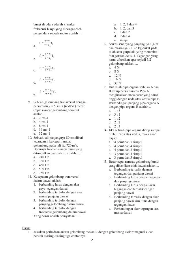 Soal Mid Fisika Semester Ganjil Kelas Xii Ipa