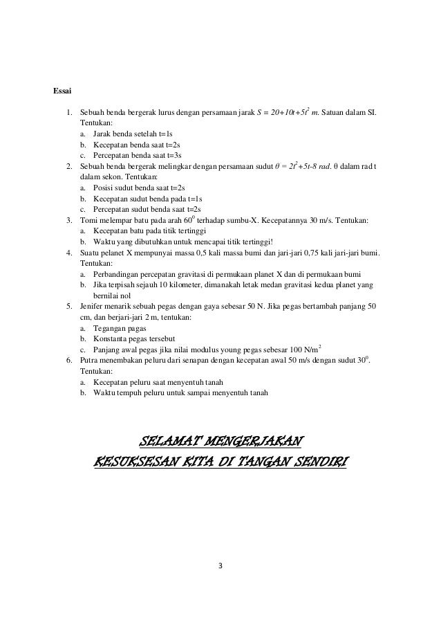 soal fisika 1 3 semester kelas ganjil kelas fisika semester Soal ipa xi mid