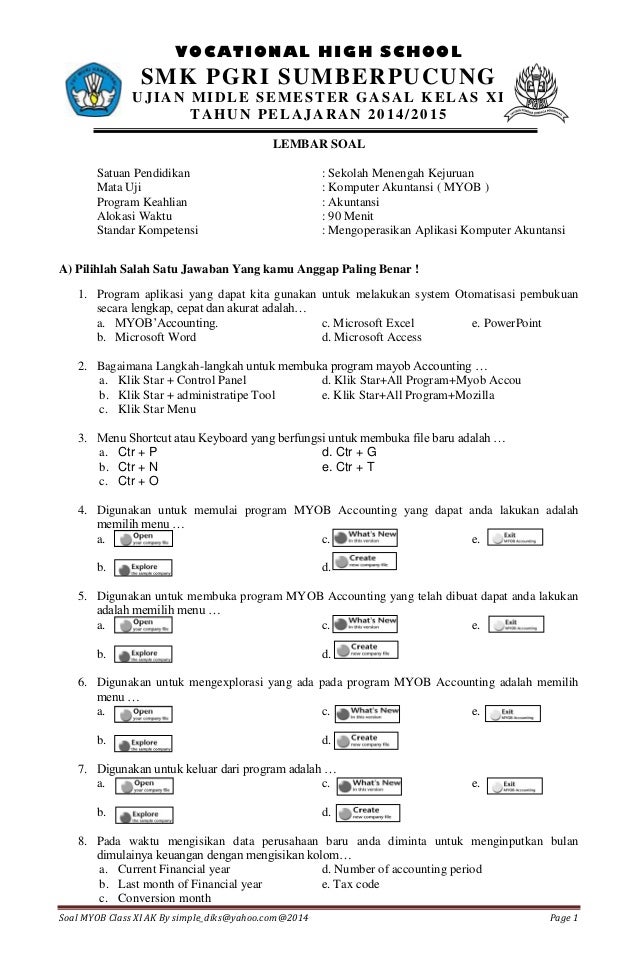 Soal Midle Semester Gasal Myob Kelas 11