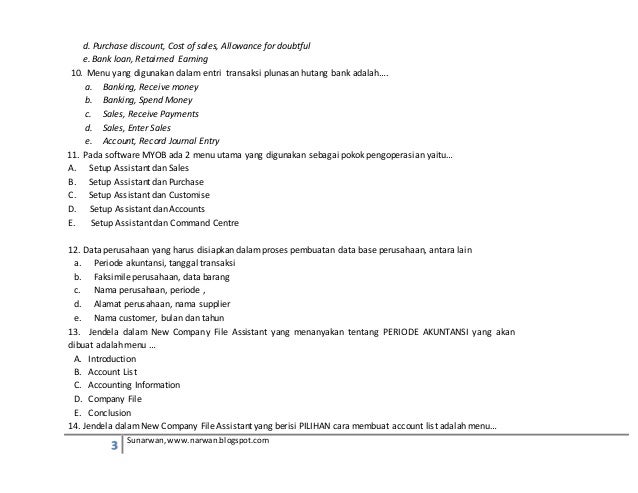 Soal Ulangan Teori MYOB