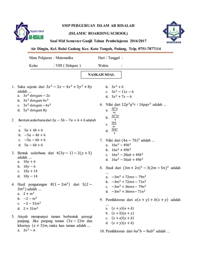 Menguasai Mid Semester 1 Matematika Kelas 8: Panduan Lengkap Download Soal dan Strategi Jitu