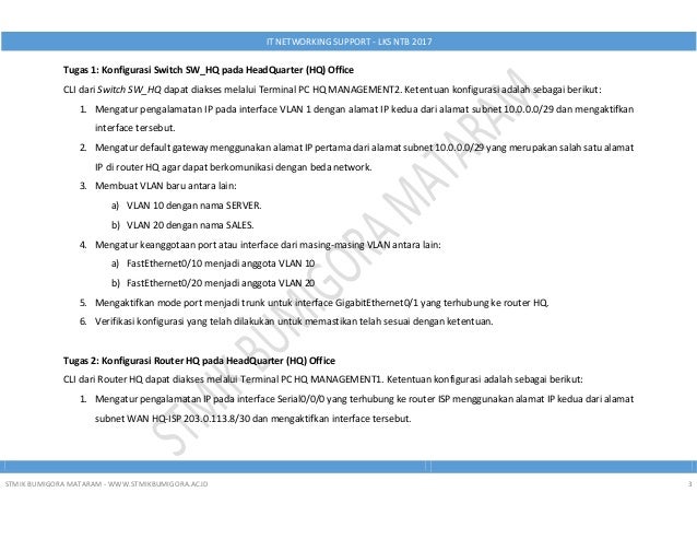 Soal Modul C Cisco Packet Tracer Challenge It Networking Support Lk