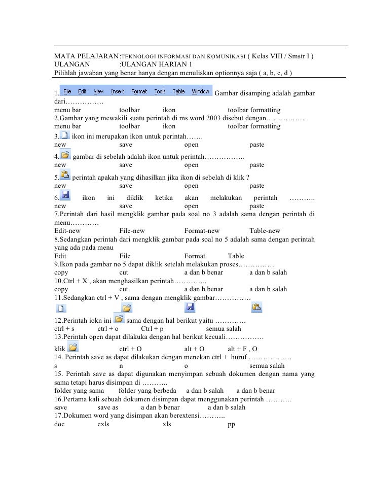 Contoh Soal Microsoft Word Beserta Jawabannya Kumpulan Soal Pelajaran 7