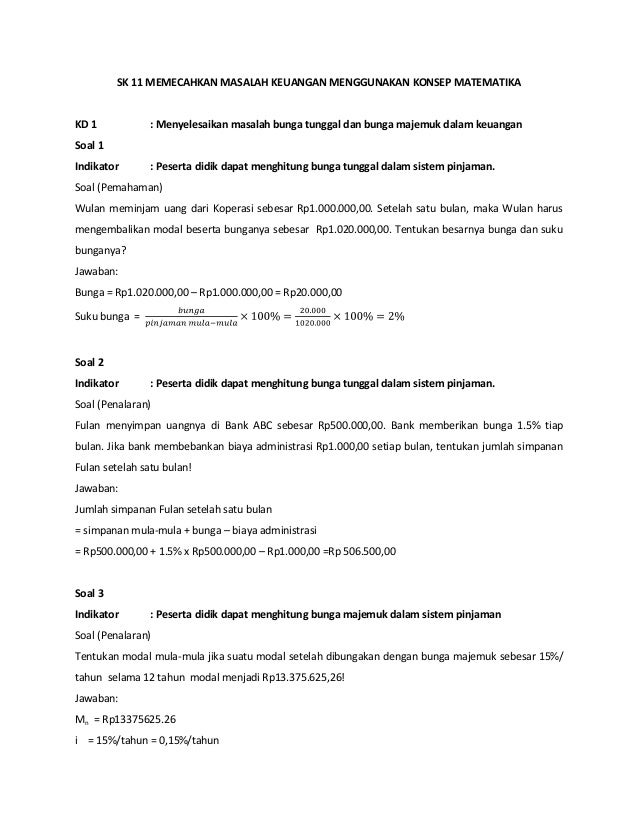 Soal Mtk Bismen Semua Sk 11 Essay