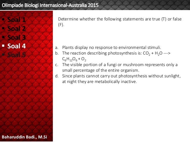 Soal Olimpiade Biologi Internasional Australia