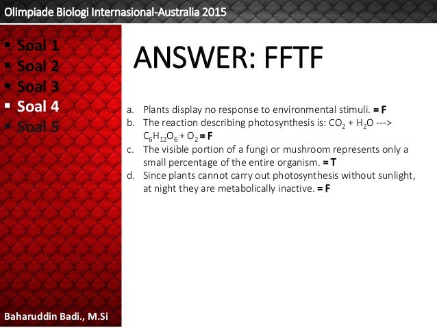 Soal Olimpiade Biologi Internasional Australia