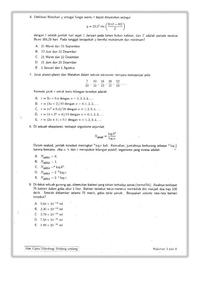 Soal osk astronomi sma 2016
