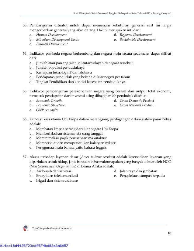 Soal Olimpiade Geografi Dan Kunci Jawaban Guru Galeri