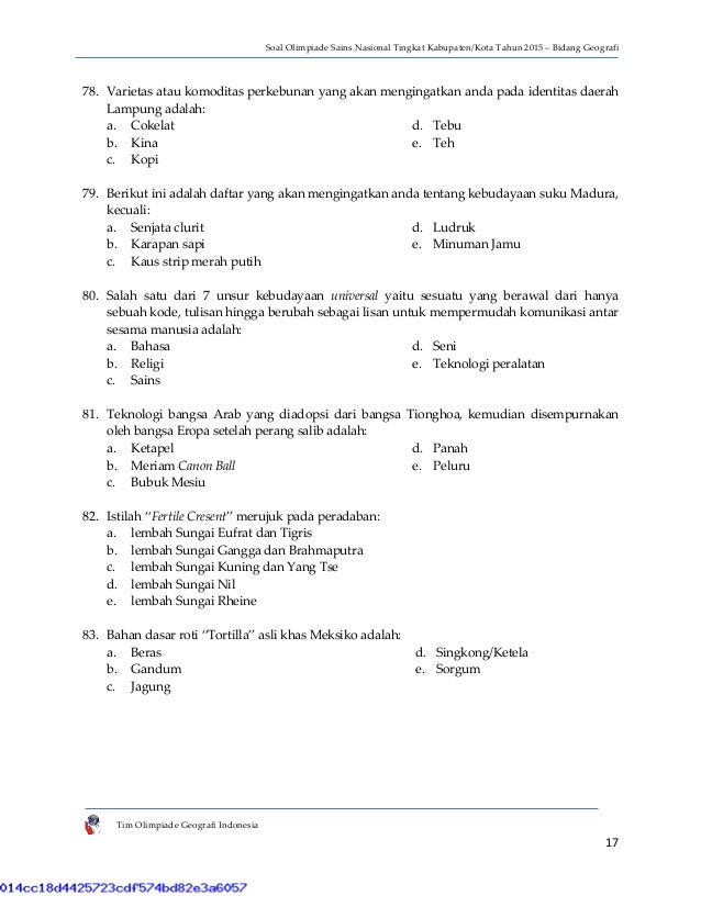 Soal OSK Geografi 2015