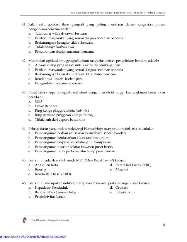 Soal Osk Geografi 2015