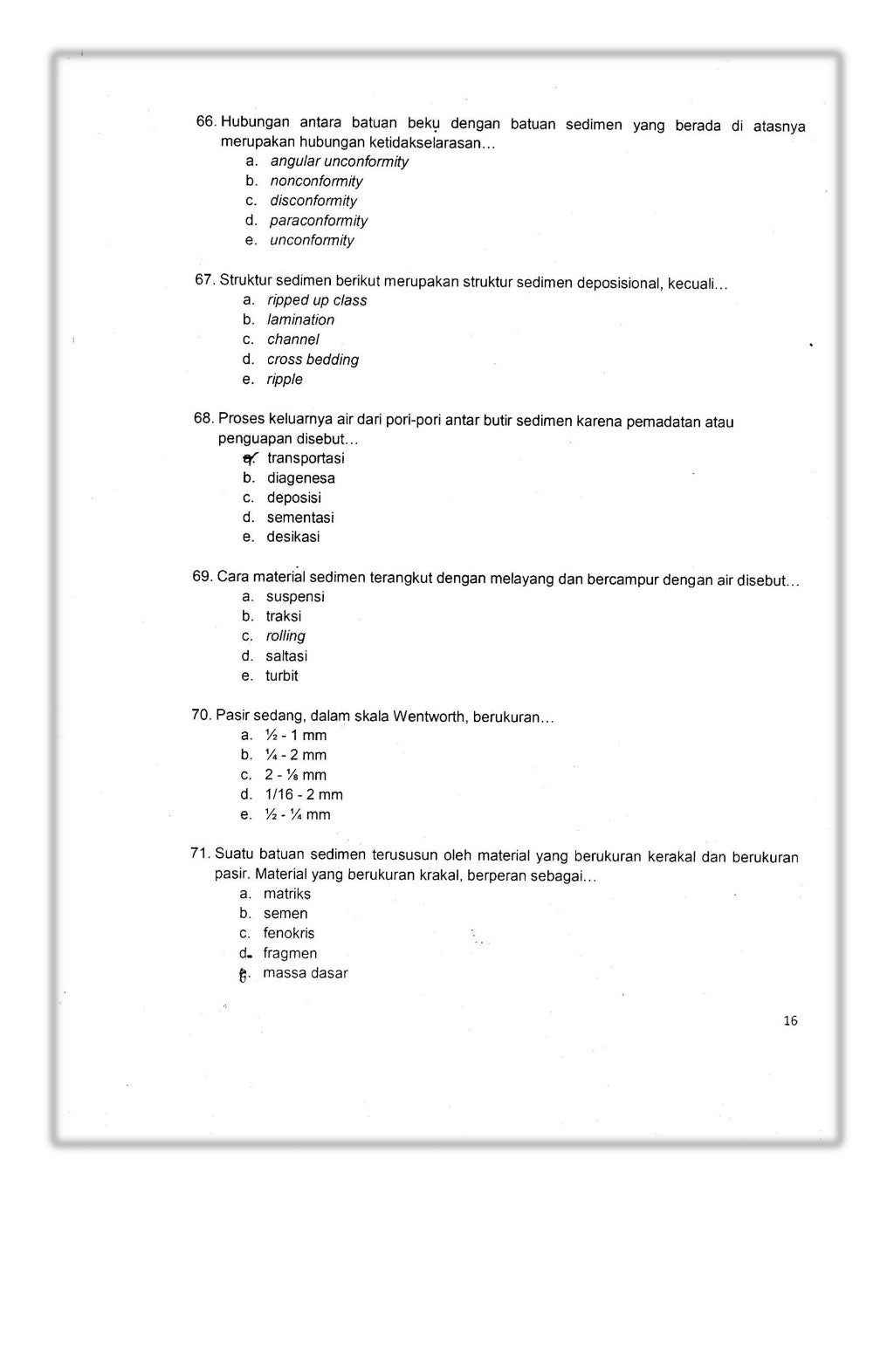 Soal OSK Kebumian SMA 2016