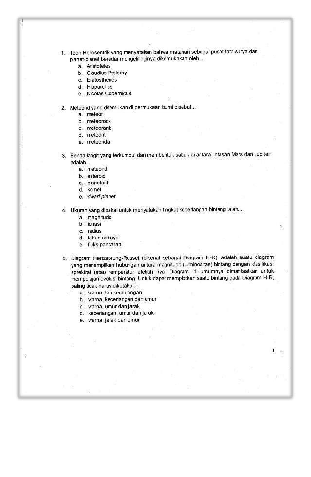 Soal osk kebumian sma 2016