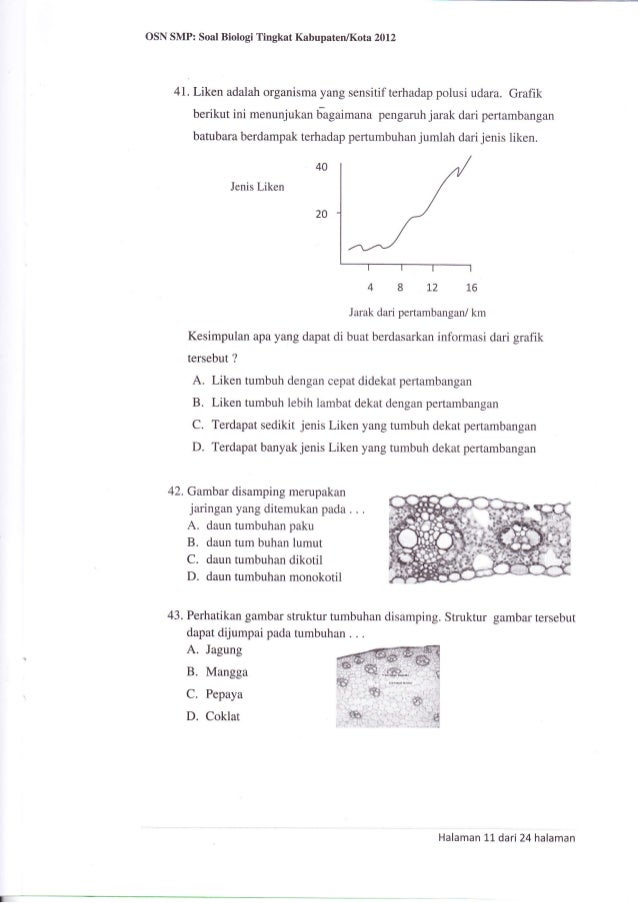 Soal osn biologi smp 2012 kabupaten