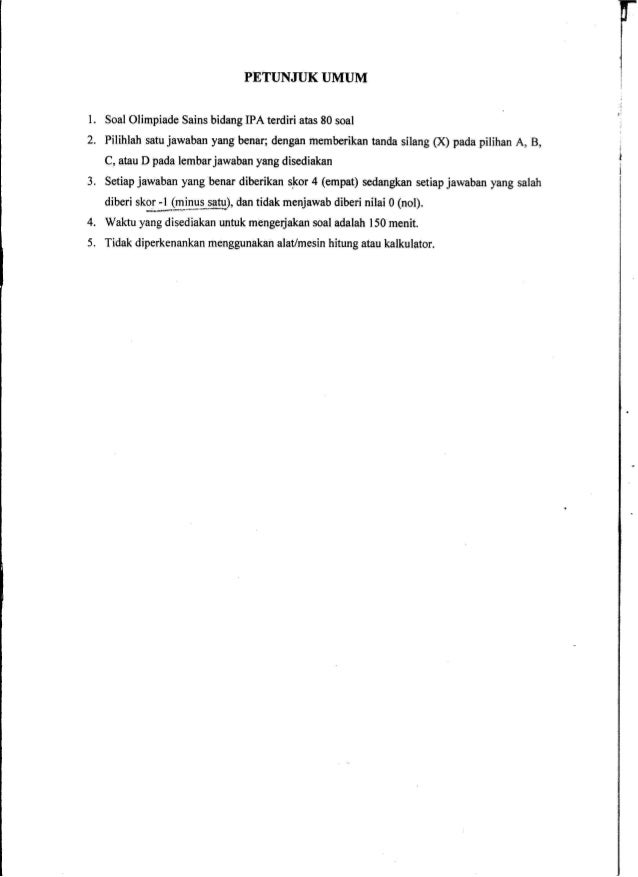 Soal Osn Ipa 2015