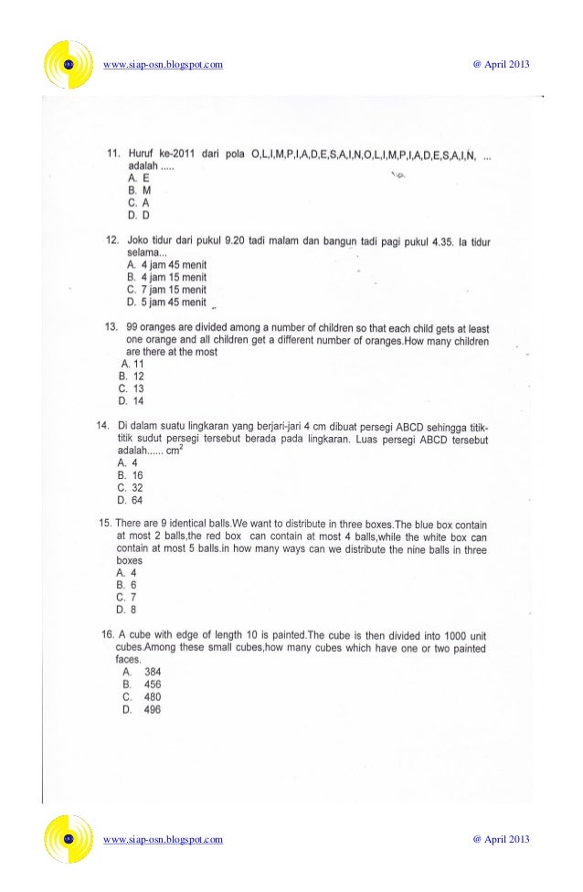 Soal Soal Osn Matematika