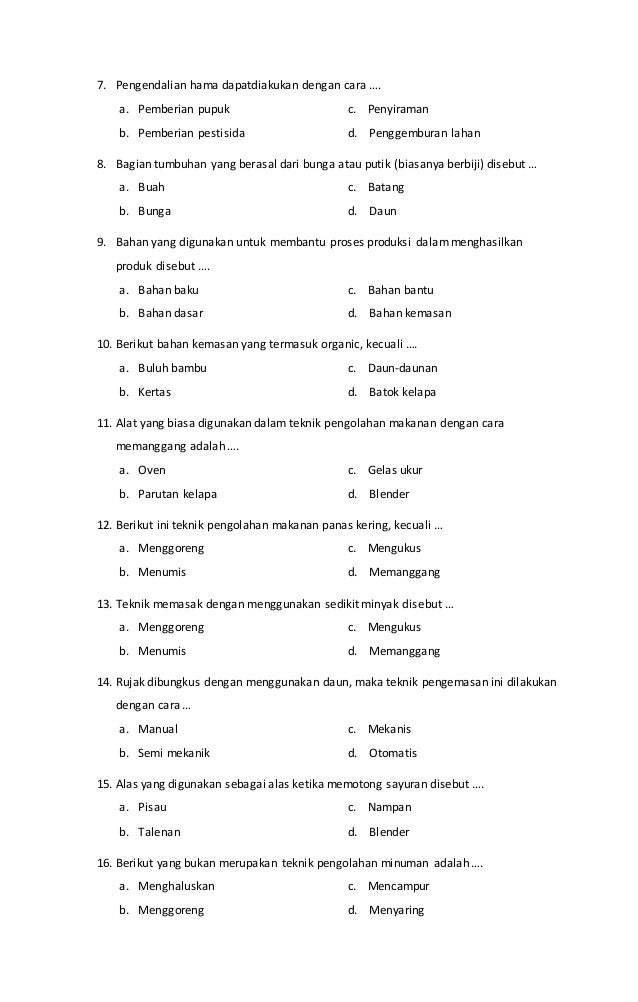 Soal Pas Prakarya Kelas 8 Semester 1