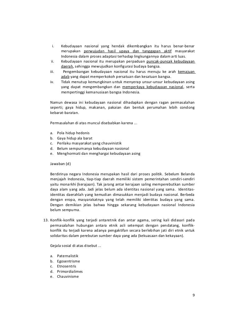 Soal Ujian Kelompok Sosial Dan Masyarakat Multikultural