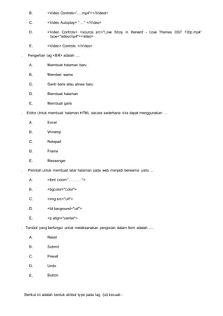 Soal pemrograman web gabungan | DOCX