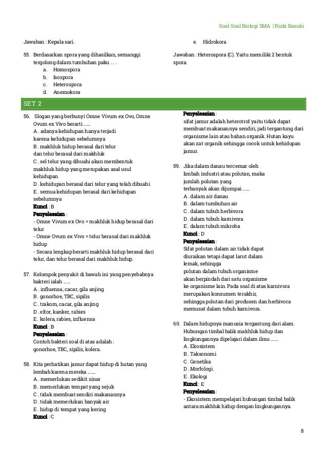 Kumpulan Soal Pengayaan Biologi Sma