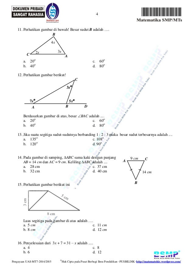 Soal Pengayaan Uas Matematika Kelas 7 Semester Genap 2015 Matematohi