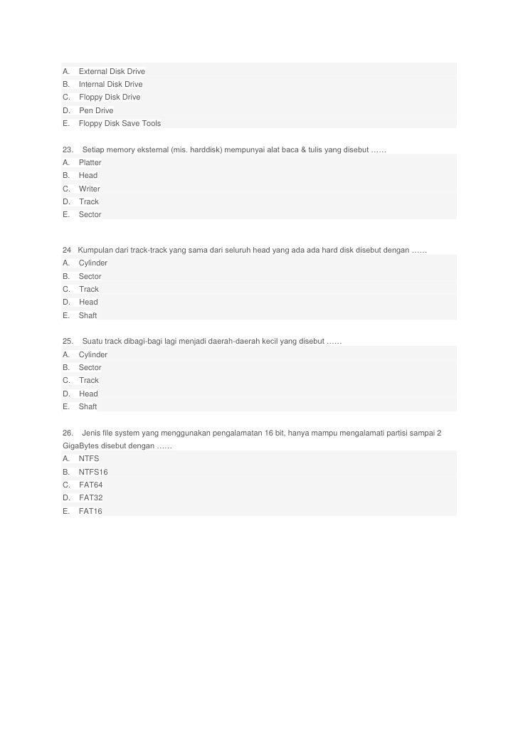 Soal Pengenalan Komputer