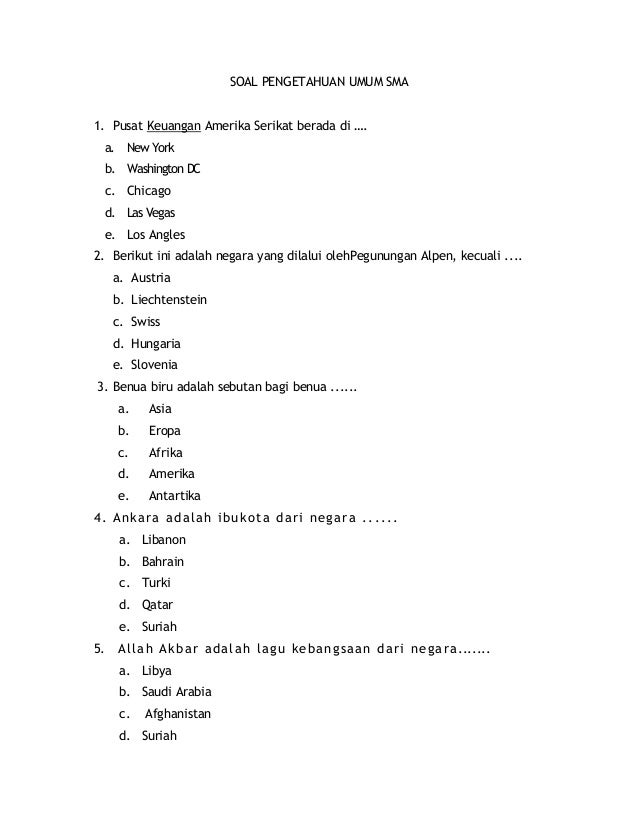 Contoh Soal Lcc Pengetahuan Umum