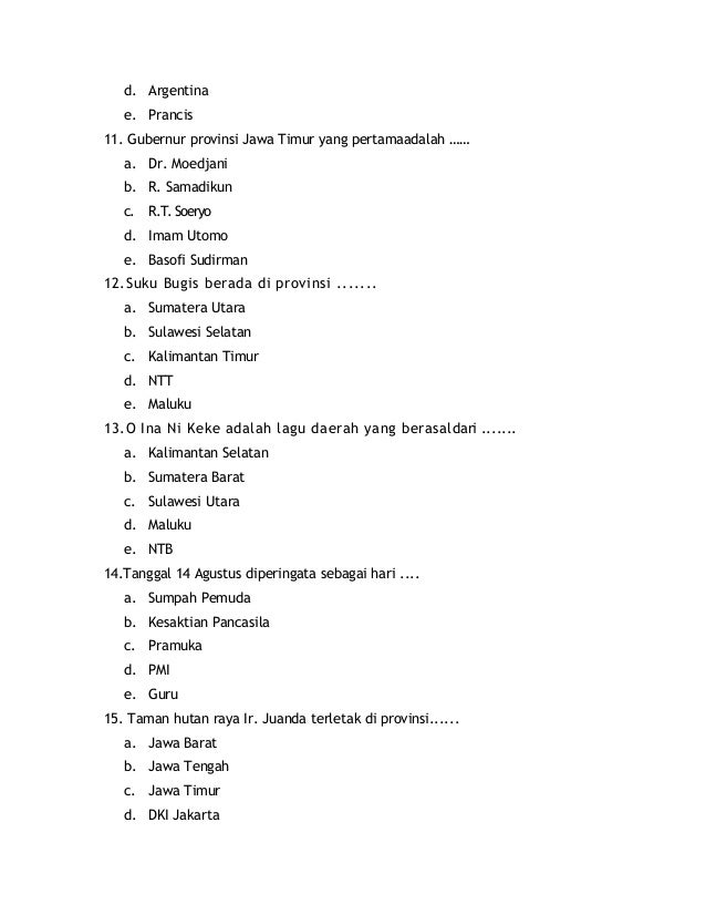 Quiz Pengetahuan Umum Indonesia Dan Jawabannya