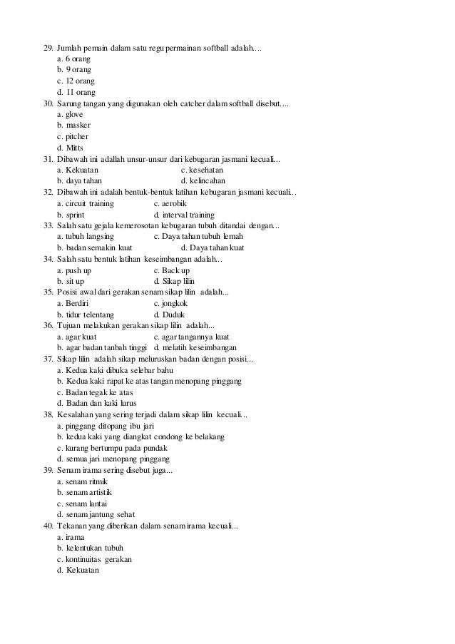 Soal Penjas Smp Kelas 1