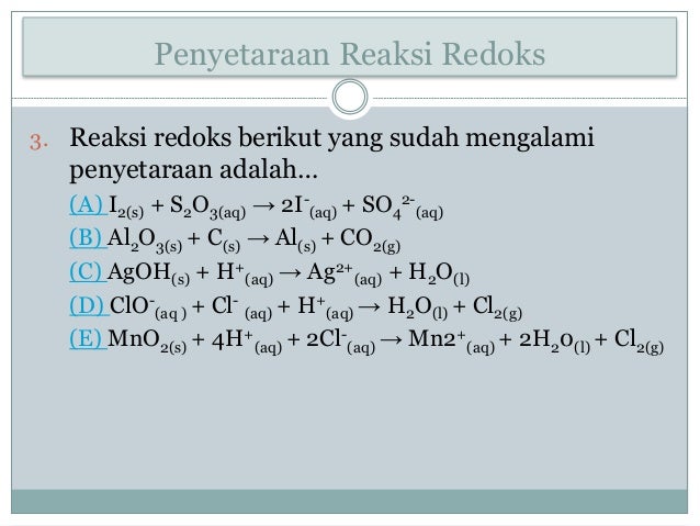 Soal kimia reaksi redoks