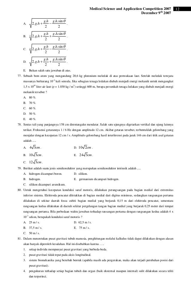 Soal Penyisihan Medspin 2007