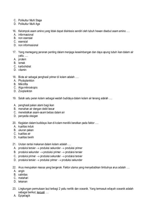 Soal Dan Kunci Jawaban Smk Perikanan Guru Galeri