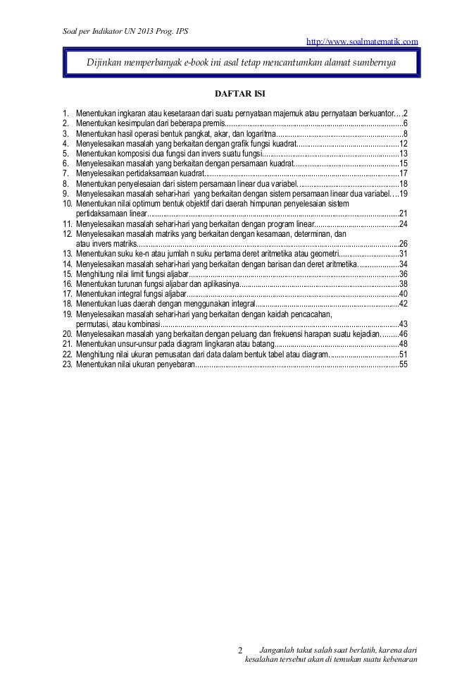 Soal Perindikator UN 2013 IPS