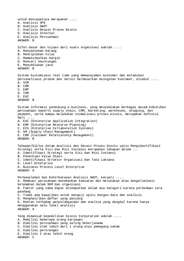 Soal Proses Bisnis Ti Aiken Format