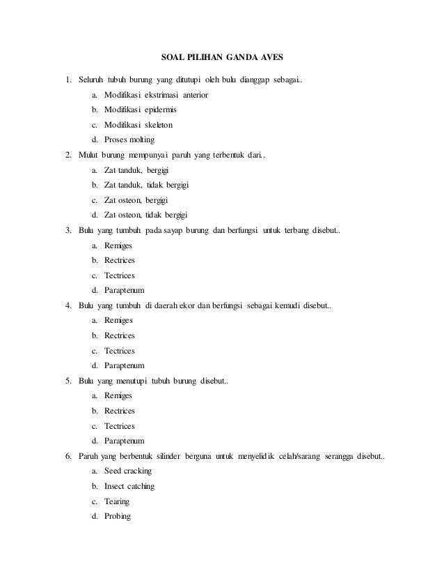 Soal biologi materi aves