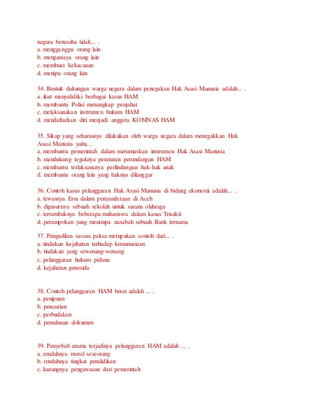 Soal Pkn Hak Asasi Manusia Kelas Xi Perawat