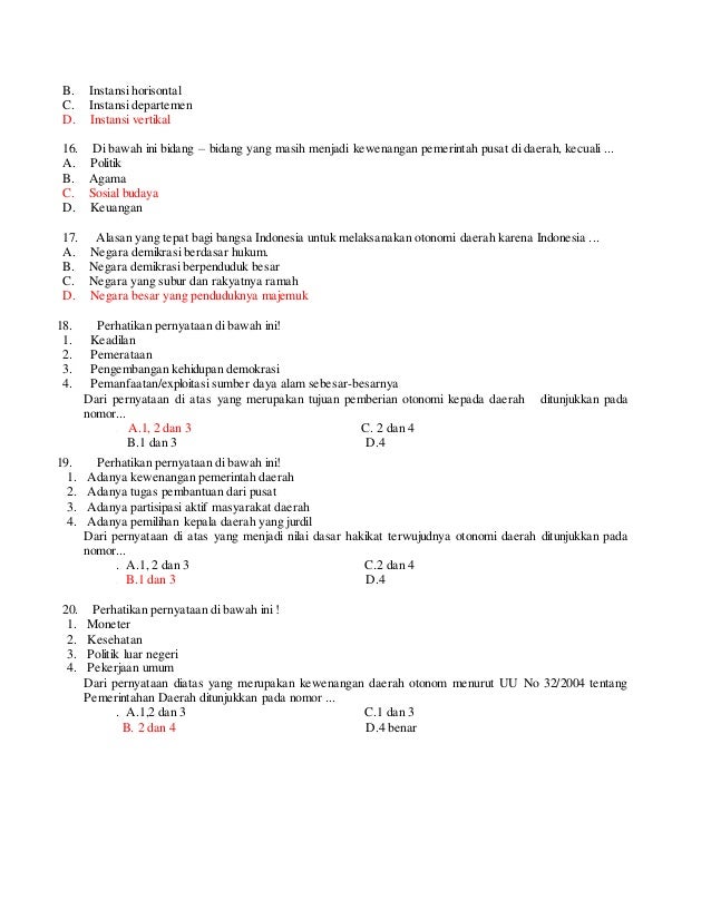 Soal Tentang Otonomi Daerah Smp Kelas 9