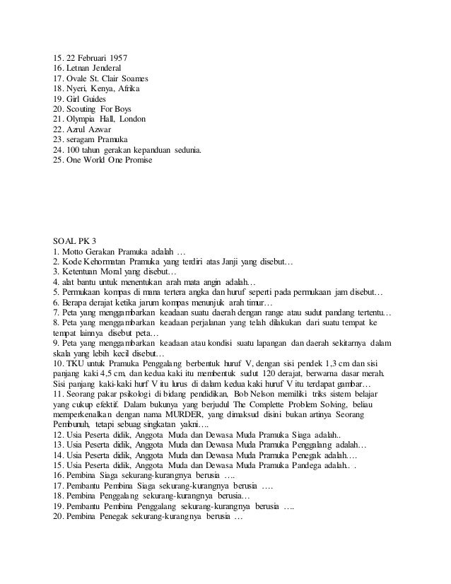 Soal Pengetahuan Umum Pramuka Beserta Jawabannya Siswa Soal Pengetahuan Umum Pramuka Beserta Jawabannya Siswa