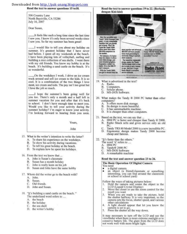 16+ Soal Un Bahasa Inggris Smp 2014 Dan Kunci Jawabannya Pdf Pictures