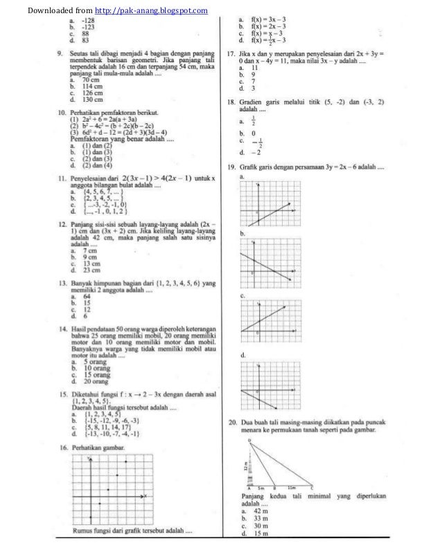 Soal Prediksi Dan Bocoran Un Matematika Smp 2014 Kunci Jawaban