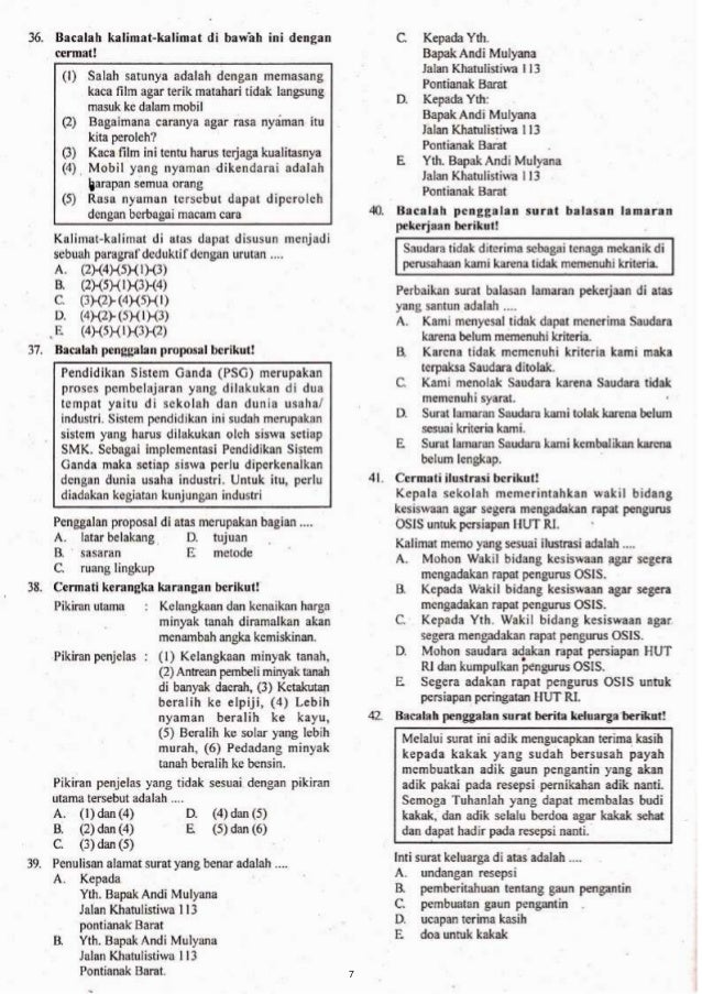 Soal Prediksi UN SMK 2019 Bahasa Indonesia Soal Prediksi UN SMK 2019 Bahasa Indonesia