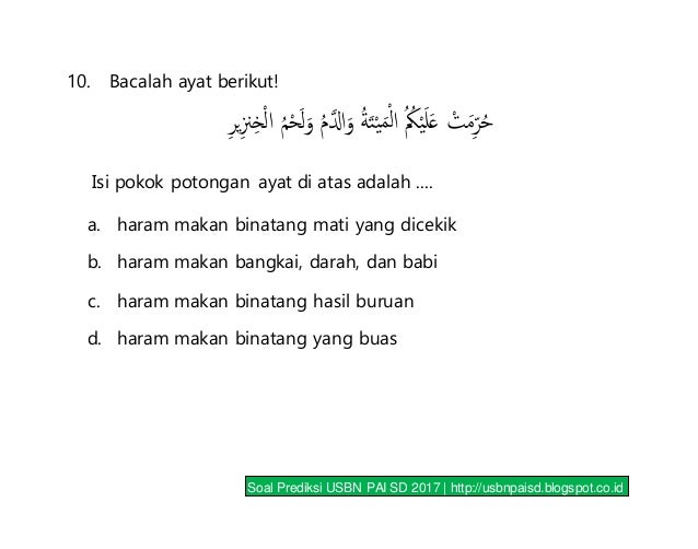 Soal prediksi usbn pai 2017
