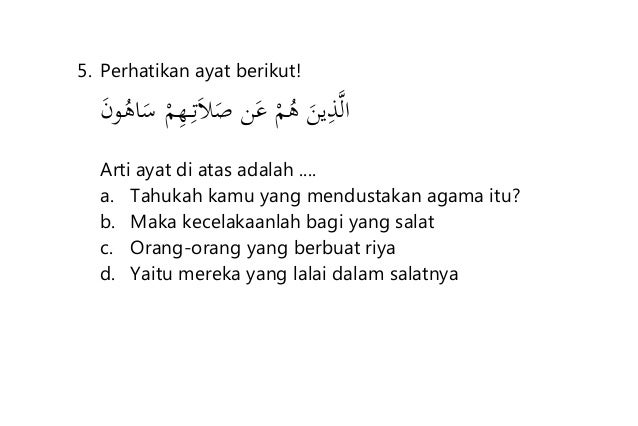 Soal prediksi usbn pai sd 2015