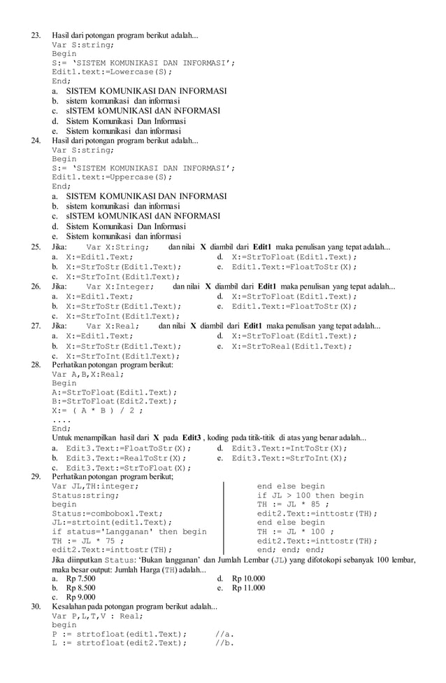 Menguasai Pemrograman Dasar: Contoh Soal dan Pembahasan untuk Kelas 11 Semester 2