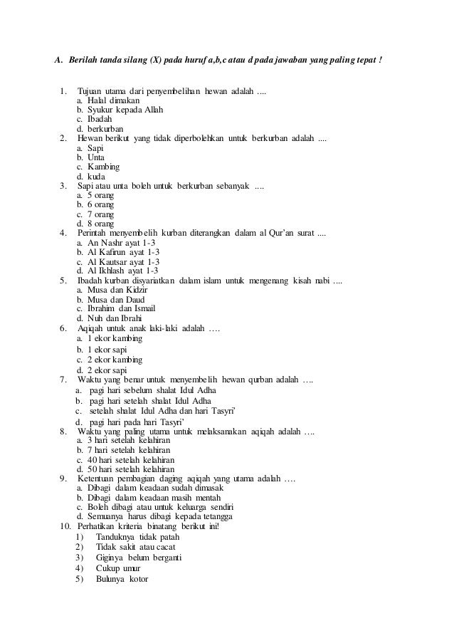 Soal Qurban Dan Aqiqoh
