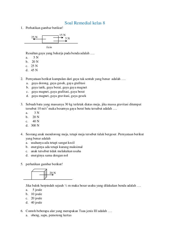 Soal Remedial Kelas 8