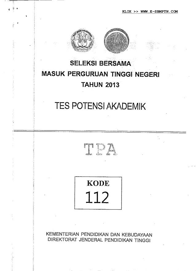 Soal Sbmptn Tpa 2013 Kode 112 Dan Jawaban