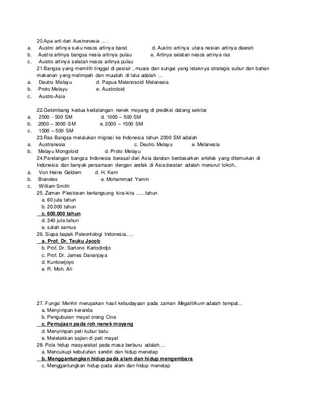 Soal Sejarah Kelas X Semester 2