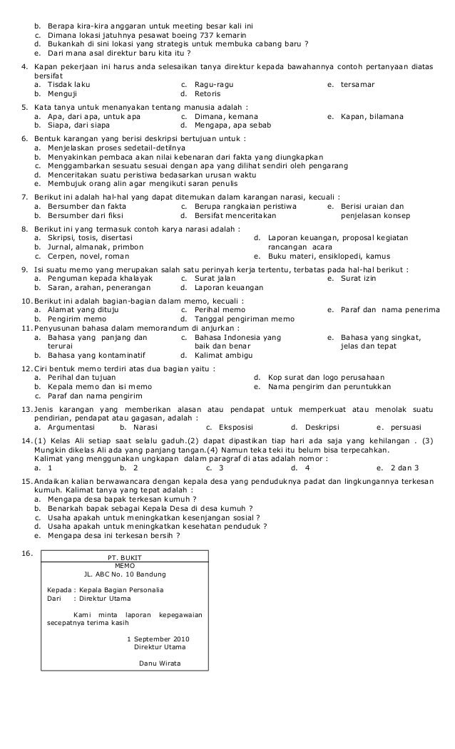 Contoh Soal Memo Essay Dalam Bahasa Inggris Lukisan