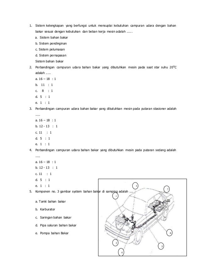 Soal Sistem Bahan Bakar - Bumi Soal