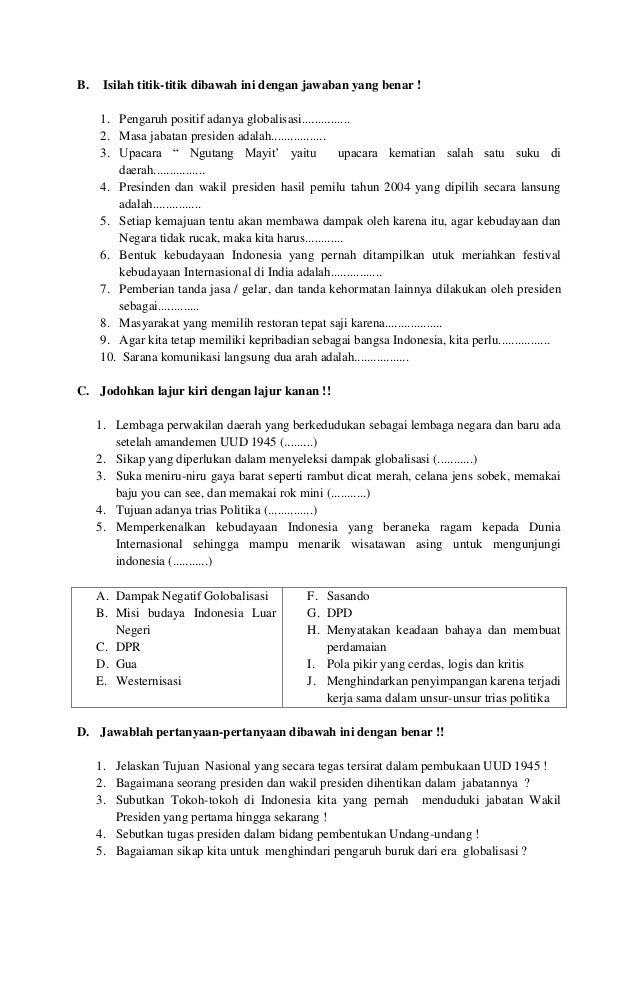 Soal semester pkn kelas iv sd Soal semester pkn kelas iv sd